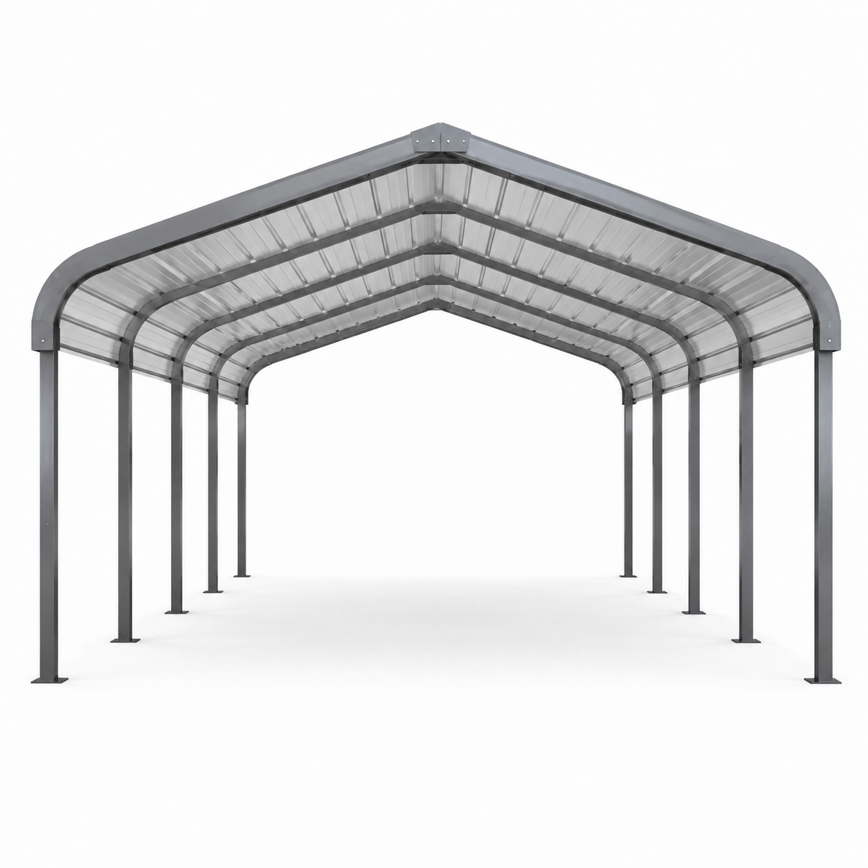 Abri voiture en acier galvanisé avec toit en polycarbonate gris