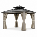 Pavillon de jardin en acier et polyester gris et beige