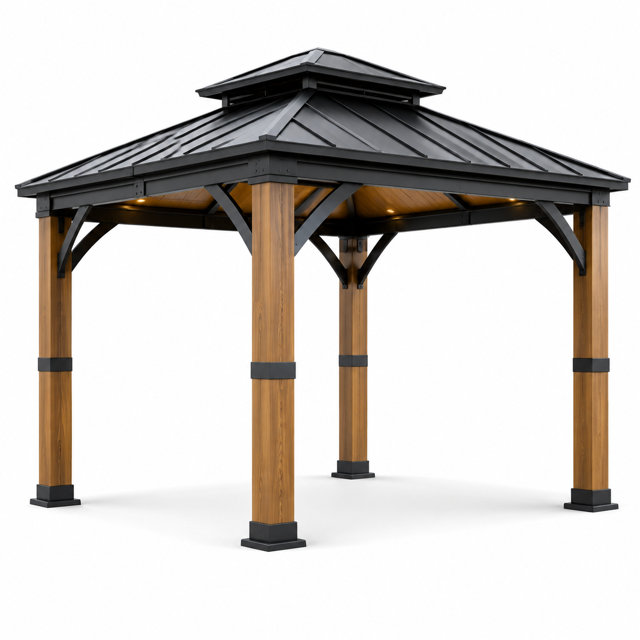Pavillon en métal et bois avec toit en acier galvanisé 300x400 cm