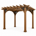 Pergola en bois de cèdre avec détails en fer forgé