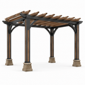 Pergola en bois et acier avec base en pierre composite 300x300 cm