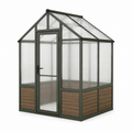Serre de jardin en polycarbonate avec cadre en aluminium vert et brun