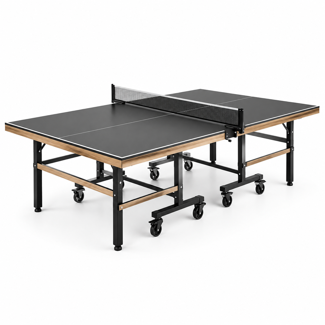 Table de ping-pong intérieux acier et bois noir