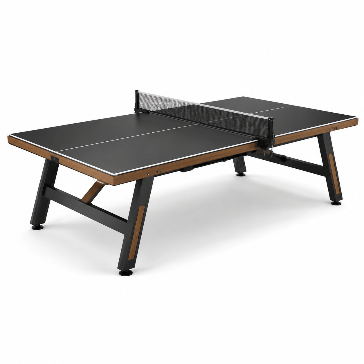 Table de ping-pong MDF cadre en acier noir et marron 274x152.5x76 cm