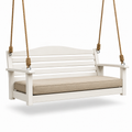 Balancelle suspendue en bois avec coussin en polyester beige