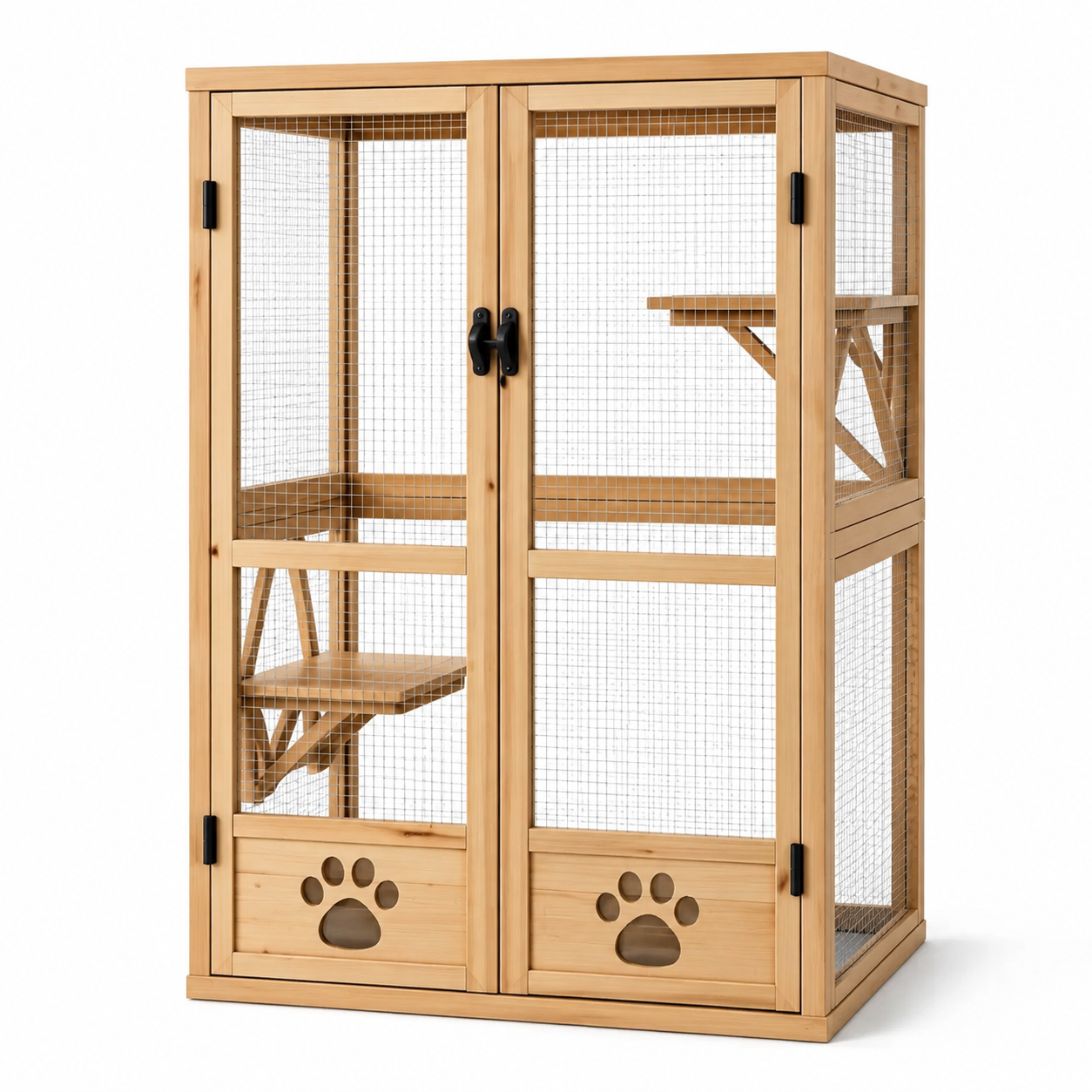 Enclos pour chat en bois de pin avec grillage en acier galvanisé