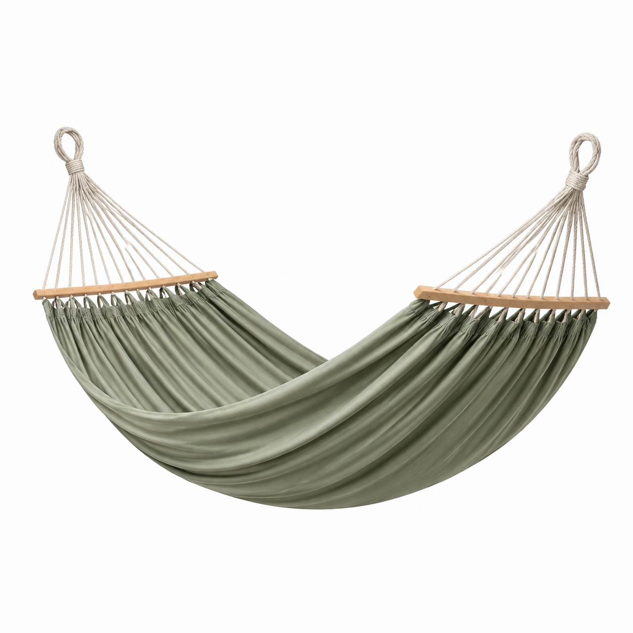 Hamac en Coton avec Barres en Bois 200x150 cm Vert