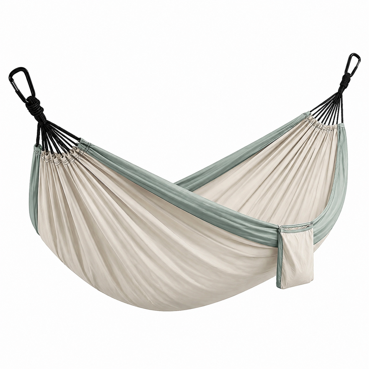 Hamac en Nylon Extérieur Beige et Vert 260 x 140 cm