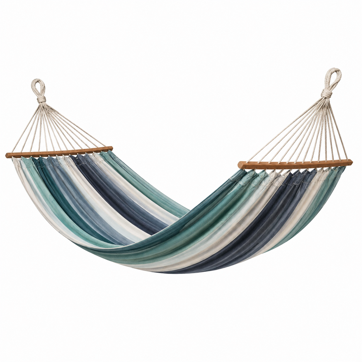 Hamac en Coton Rayé Bleu et Vert