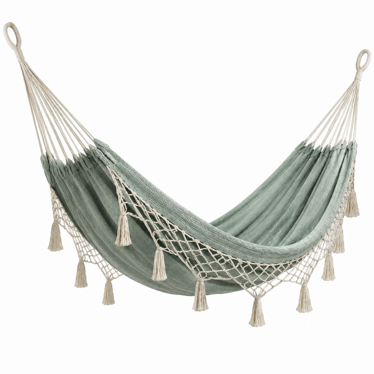 Hamac en coton et polyester 200x150 cm Vert Sauge